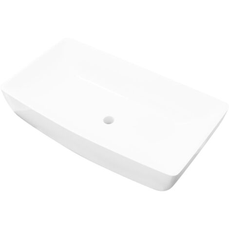 Lavabo lujoso rectangular ceráminca blanco 71x39 cm vidaXL