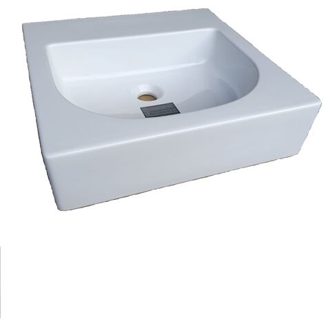 Lavabo Luxor appoggio 50x50 quadrato in ceramica bianco lucido di