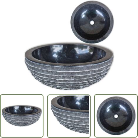 Lavabo marbre diamètre 40 cm noir