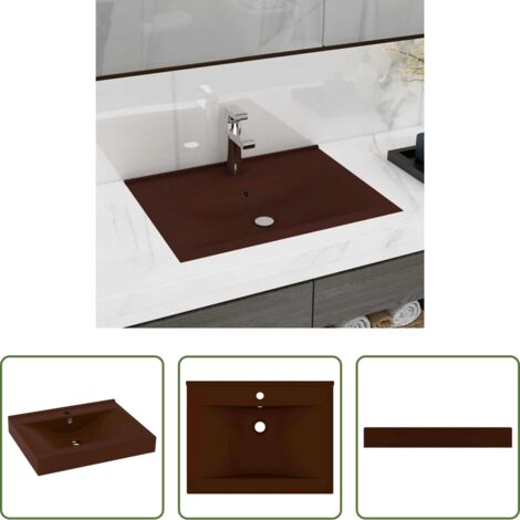 Lavabo marrone scuro -  Lavabo con Foro Rubinetto Marrone Scuro Opaco 60x46cm Ceramica