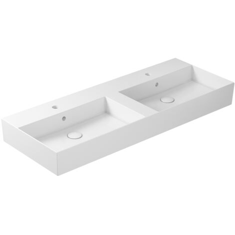 Lavabo Meg11 sospeso con due vasche cm. 121x46 bianco lucido di