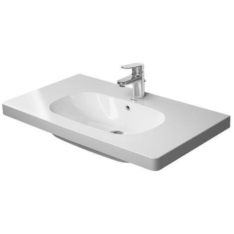 Lavabo meuble Duravit D-CODEavec trop plein plage de robinettrie 850x480mm blanc 1 trou de robinetterie