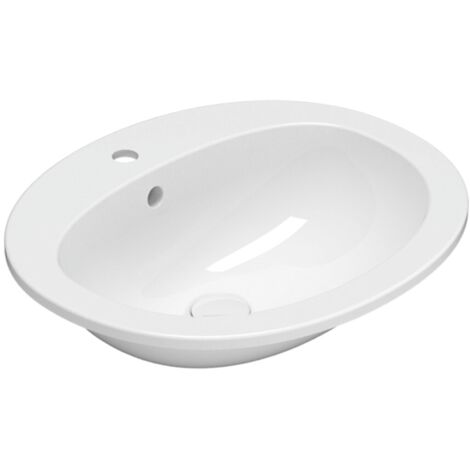 Lavabo Minori incasso cm. 56x48 in ceramica bianco lucido di
