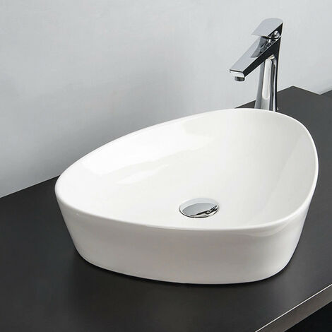 Lavabo MITO 50 da Appoggio - 50x45xh10.5 cm - Senza Foro Troppopieno - Triangolare - Forme Moderne