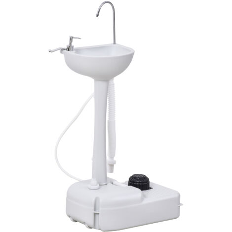 Lavabo mobile avec roulettes, lavabo portable sur roues, 51 x 33,5 x 103 cm, blanc, pour lavage des mains