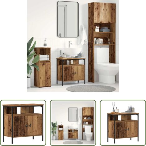 Lavabo -  Mobile Lavabo Bagno Legno Antico 60x30x60 cm Legno Multistrato
