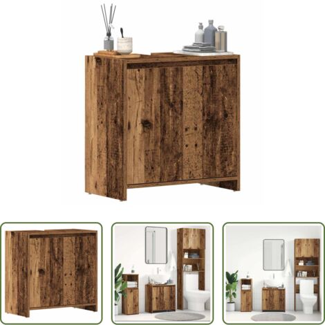 Lavabo -  Mobile Lavabo Bagno Legno Antico 60x33x60 cm Legno Multistrato
