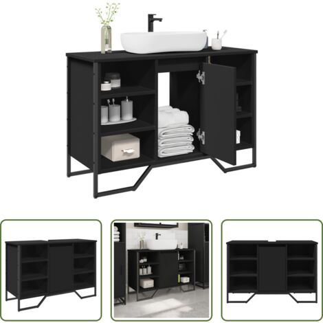 Lavabo - Mobile Lavabo Bagno Nero 91x35x60 cm in Truciolato