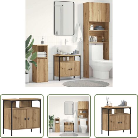 Lavabo -  Mobile Lavabo Bagno Rovere Artigianale 60x30x60cm Truciolato