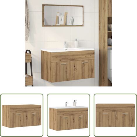 Lavabo - Mobile Lavabo Bagno Rovere Artigianale 90x38,5x46cm Multistrato