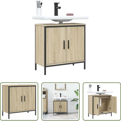 Lavabo -  Mobile Lavabo Bagno Rovere Sonoma 60x30x60 cm Legno Multistrato