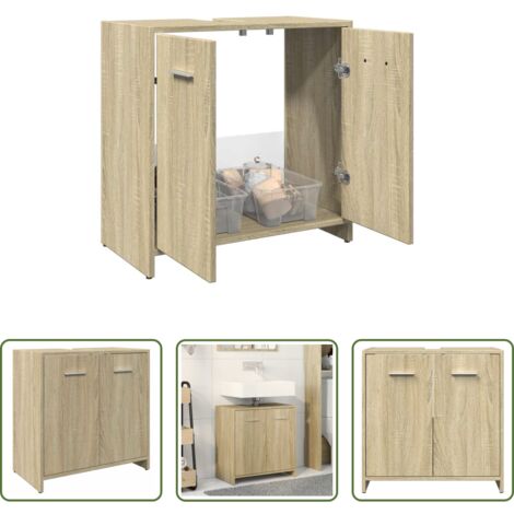 Lavabo -  Mobile Lavabo Bagno Rovere Sonoma 60x33x60 cm Legno Multistrato