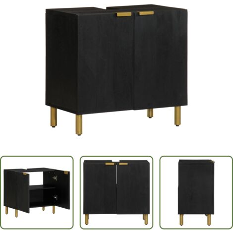 Lavabo -  Mobile Lavabo da Bagno Nero 62x33x58 cm in Legno Multistrato