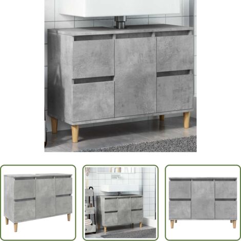 Lavabo -  Mobile Lavabo Grigio Cemento 80x33x60 cm in Legno Multistrato