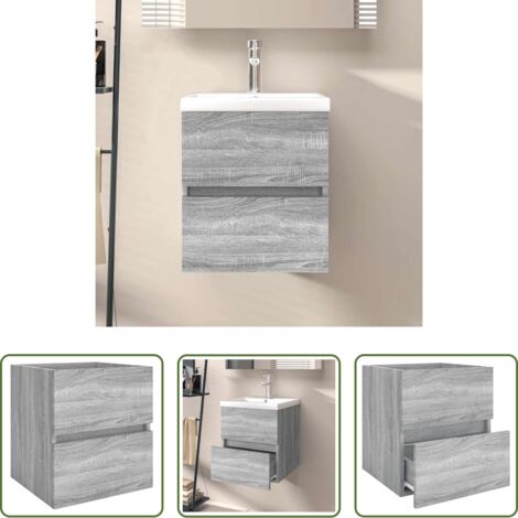 Lavabo -  Mobile Lavabo Grigio Sonoma 41x38,5x45 cm in Legno Multistrato