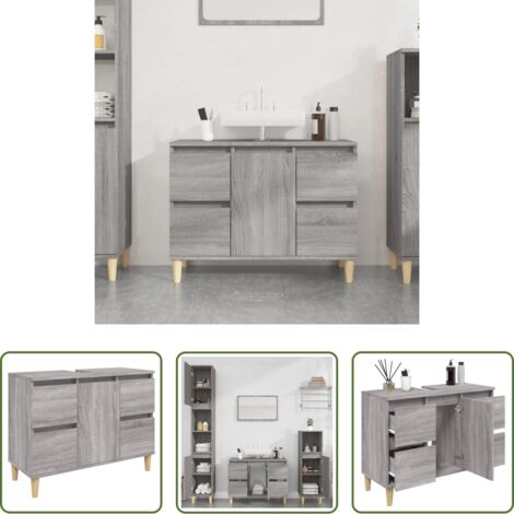 Lavabo -  Mobile Lavabo Grigio Sonoma 80x33x60 cm in Legno Multistrato