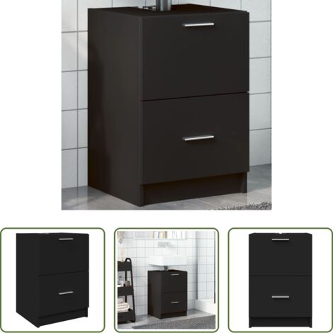 Lavabo -  Mobile Lavabo Nero 80x33x60 cm in Legno Multistrato