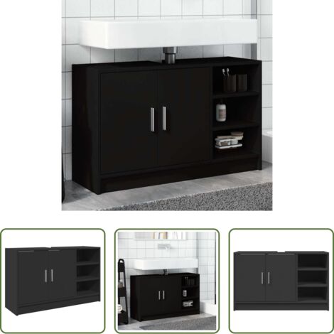 Lavabo - Mobile Lavabo Nero 90x29x55 cm in Truciolato