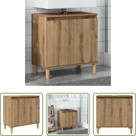 Lavabo -  Mobile Lavabo Rovere Artigianale 58x33x60 cm Legno Multistrato