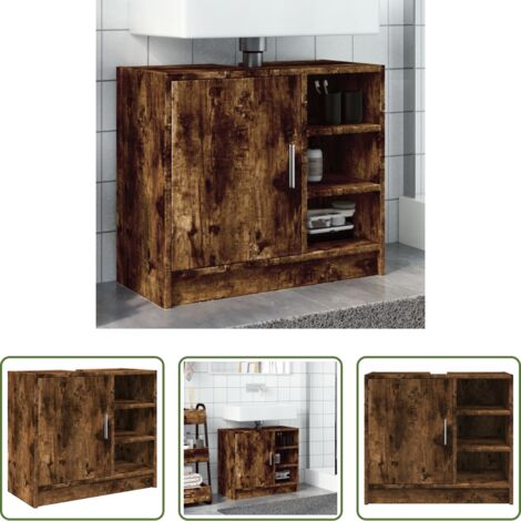 Lavabo -  Mobile Lavabo Rovere Fumo 63x29x55 cm in Legno Multistrato