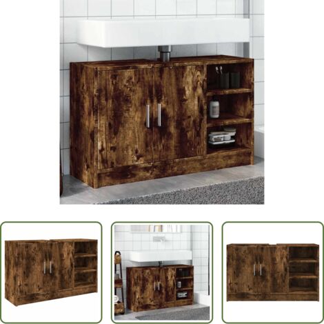 Lavabo -  Mobile Lavabo Rovere Fumo 90x29x55 cm in Truciolare