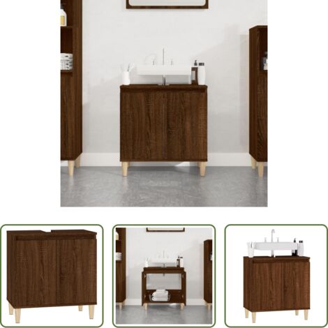 Lavabo -  Mobile Lavabo Rovere Marrone 58x33x60 cm in Legno Multistrato