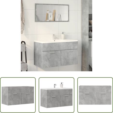 Lavabo -  Mobile Sottolavabo Grigio Cemento 80x38,5x46 cm Multistrato