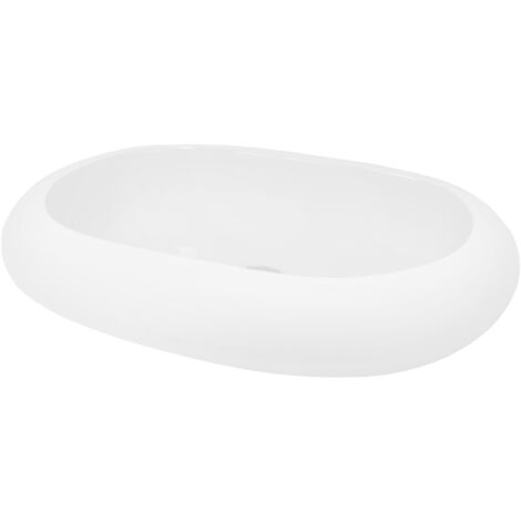 Lavabo cerámica baño pila lavamanos ovalada aseo sobre encimera blanco 630x420mm