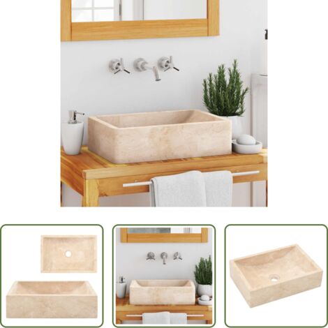 Lavabo moderno -  Lavello 45x30x12 cm Marmo Lucido Crema