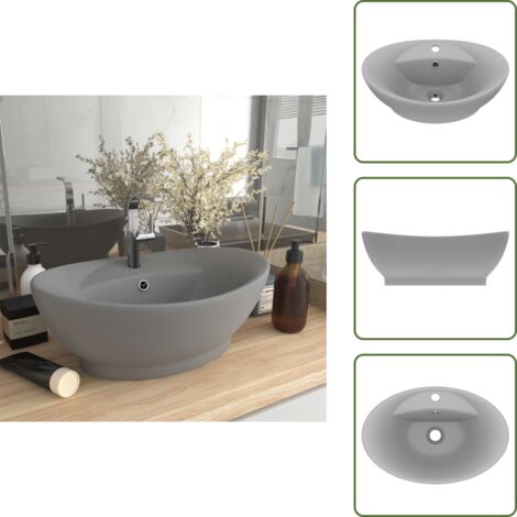 Lavabo moderno - vidaXL Lavabo con Troppopieno Ovale Turchese Grigio 58,5x39 cm Ceramica - Lavabo per bagno