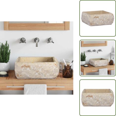 Lavabo moderno - vidaXL Lavabo crema mármol 30x30x13 cm - Lavabo de mármol crema