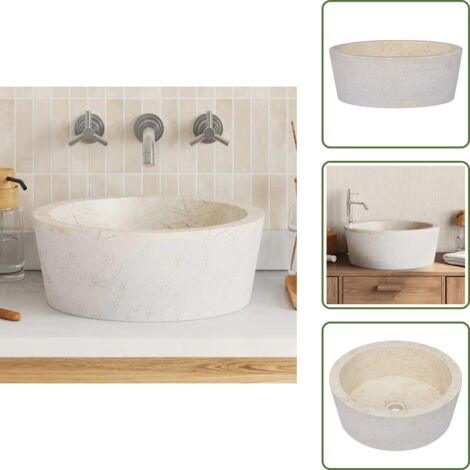 Lavabo moderno - vidaXL Lavabo crema mármol Ø40x15 cm - Lavabo de mármol crema