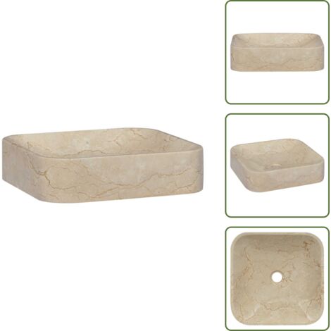 Lavabo moderno - vidaXL Lavabo crema mármol 40x40x10 cm - Lavabo de mármol crema