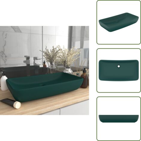 Lavabo moderno - vidaXL Lavabo Lusso Rettangolare Verde Scuro Opaco 71x38 cm Ceramica - Lavabo lusso