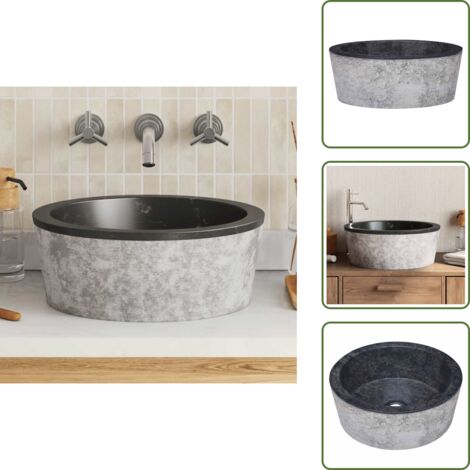 Lavabo moderno - vidaXL Lavabo mármol negro Ø40x15 cm - Lavabo de baño