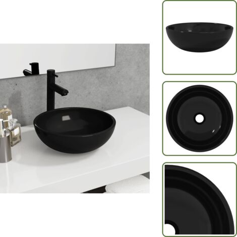 Lavabo moderno - vidaXL Lavandino in Vetro Temperato 35x12 cm Nero - Lavabo nero