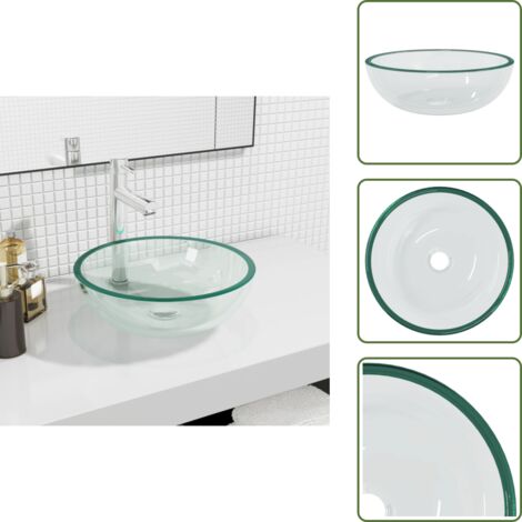 Lavabo moderno - vidaXL Lavandino in Vetro Temperato 35x12 cm Trasparente - Lavabo trasparente