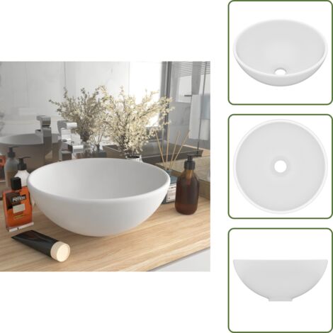 Lavabo moderno - vidaXL Lavandino Lusso Rotondo Bianco Opaco 32,5x14 cm in Ceramica - Lavabo opaco