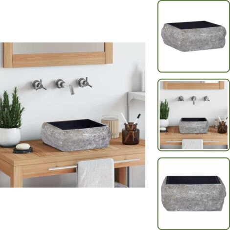 Lavabo moderno - vidaXL Lavandino Nero 30x30x13 cm in Marmo - Lavabo per bagno