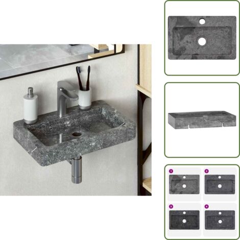 Lavabo moderno - vidaXL Lavello a Parete Grigio 38x24x6,5 cm in Marmo - Lavabo da parete