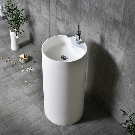 Lavabo monoforo free standing klaus plus artificial stone bianco opaco matt confezione 1