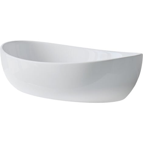 Lavabo montado en la pared PB2004 de fundición mineral (Pure Acrylic) - 55x35x14,5 cm - en blanco mate o brillo intenso:Blanco (alto brillo)