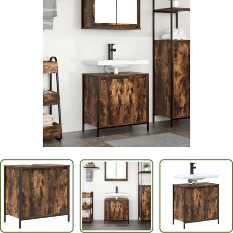 Lavabo -  Mueble de baño con lavabo roble ahumado 60x34,5x60 cm