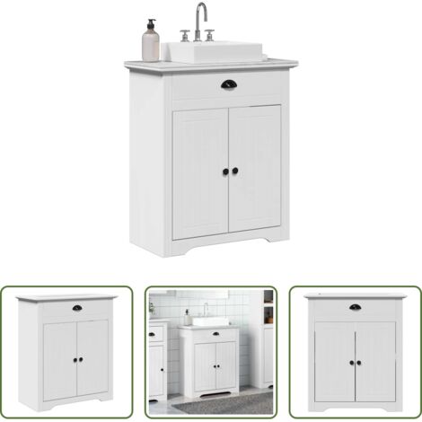 Lavabo -  Mueble de lavabo de baño BODO blanco 70x35x80 cm