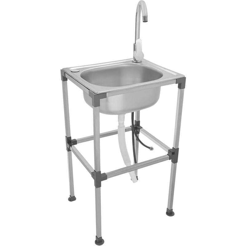 Gojoy - Lavabo multifonction en acier inoxydable - Évier commercial en acier inoxydable avec robinet - Évier mobile en acier inoxydable - Meuble de