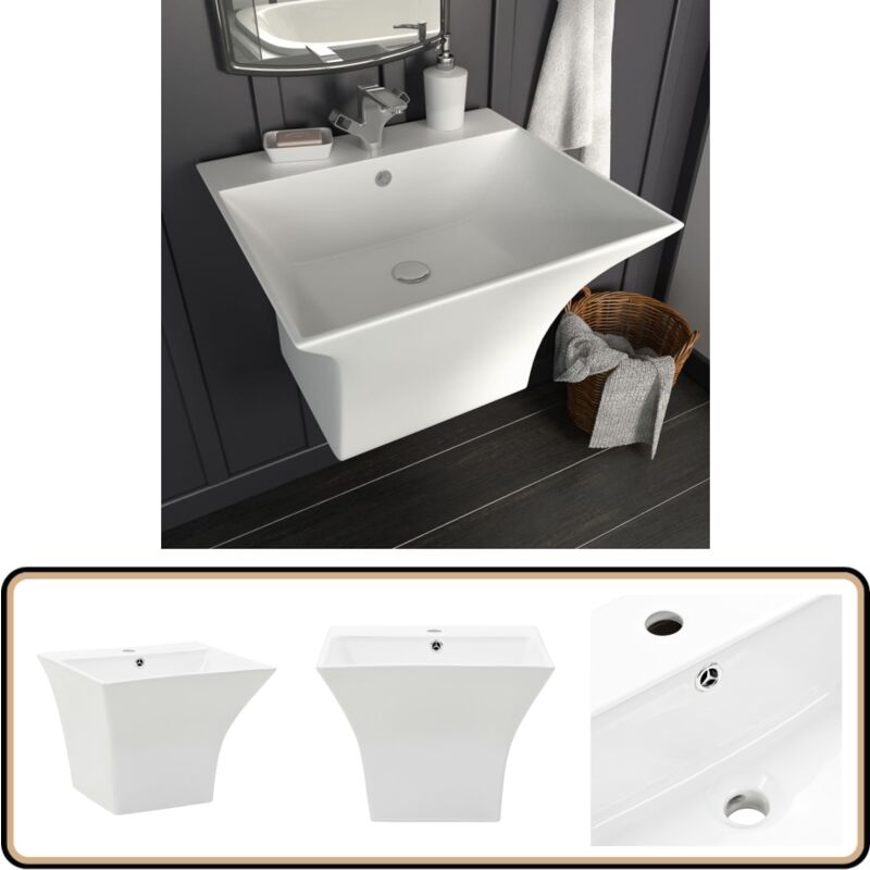 Vidaxl - Lavabo mural Céramique Blanc 500 x 450 x 410 mm - Lavabo Mural - Lavabo Céramique - Lavabo Blanc - Meuble Salle De Bain - Salle De Bain