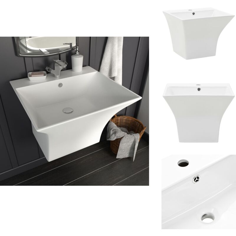 Vidaxl - Lavabo mural Céramique Blanc 500 x 450 x 410 mm - Lavabo Mural - Lavabo Céramique - Lavabo Blanc - Meuble Salle De Bain - Salle De Bain