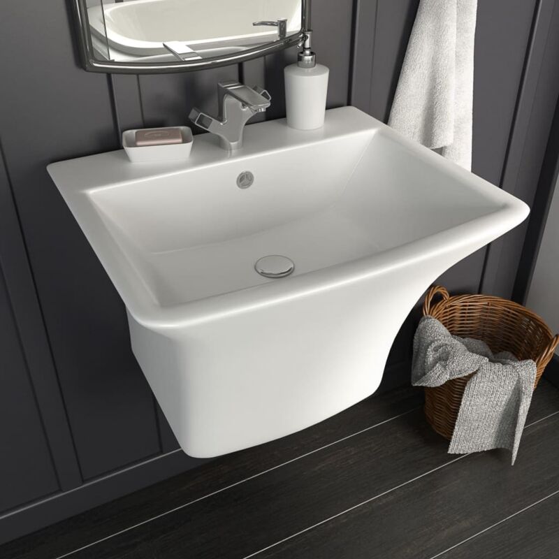 Lavabo mural C&eacute;ramique Blanc 530 x 440 x 370 mm