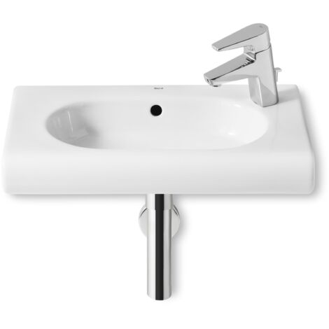 Lavabo mural compacto con orificio a la derecha para grifería MERIDIAN - ROCA Medidas: 550x320 mm