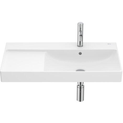 Lavabo mural fineceramic asymétrique à droite"Ona" avec jeu de fixations 800 x 460 mm - blanc mat - Roca